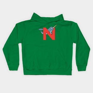 Letter N with Narwhal Kids Hoodie